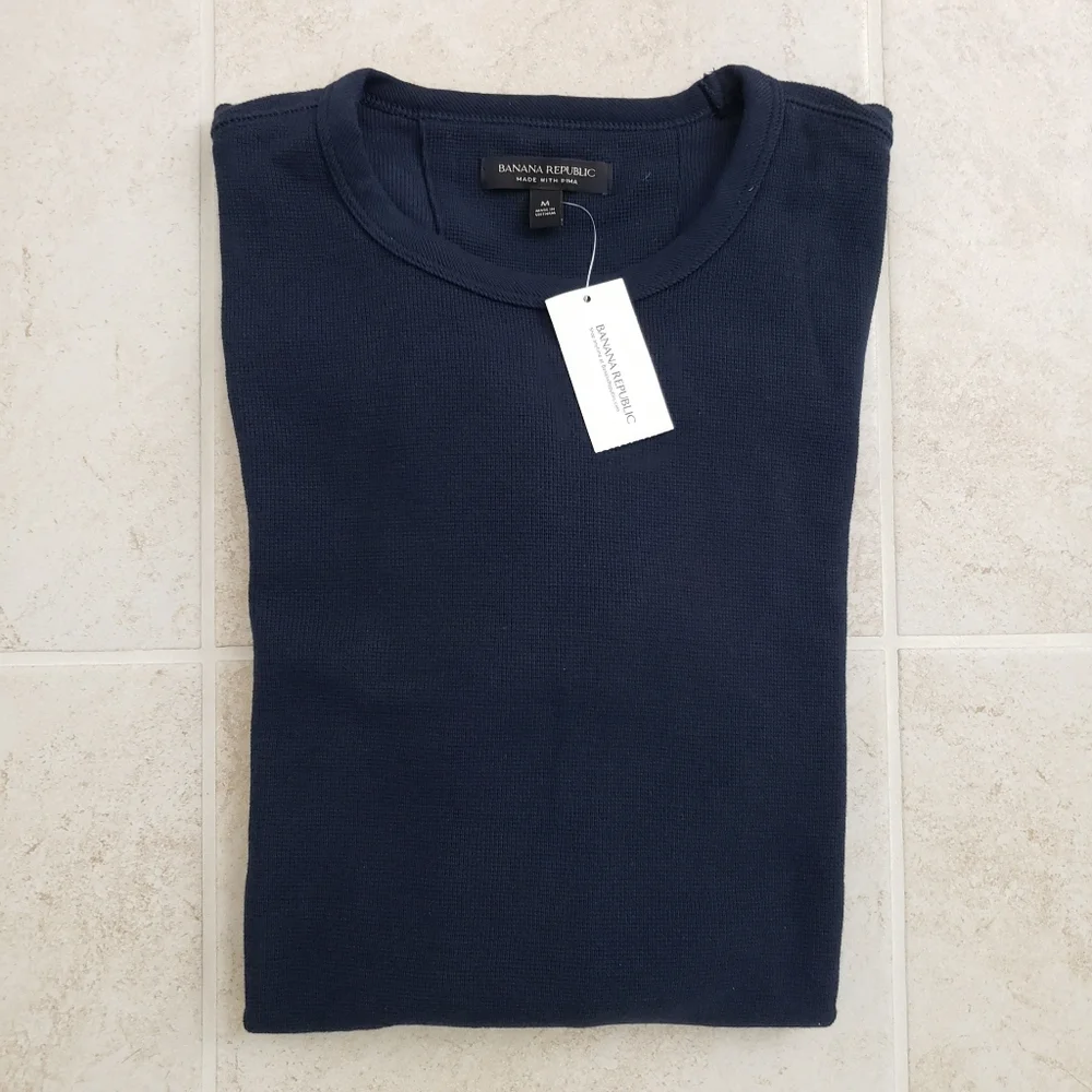NEW Banana Republic Waffle Knit Long Sleeve Top sz M